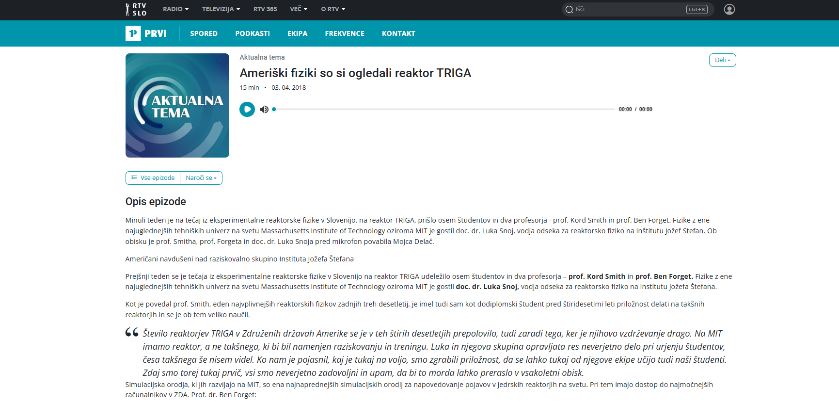 Ameriški fiziki z MIT so si ogledali reaktor TRIGA (Radio Prvi) Ameriški fiziki z MIT so si ogledali reaktor TRIGA (Radio Prvi)