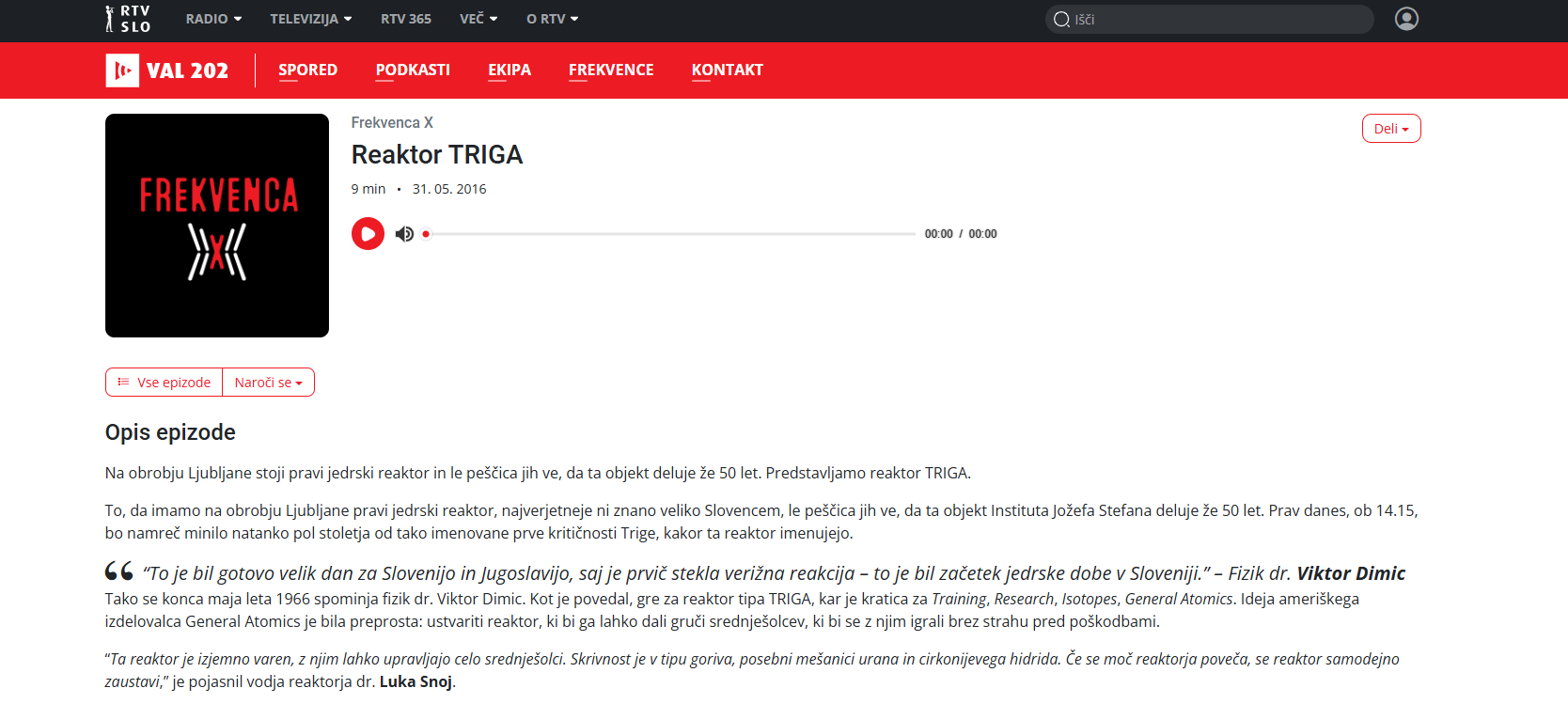 50 let reaktorja TRIGA (Frekvenca X, Val 202)