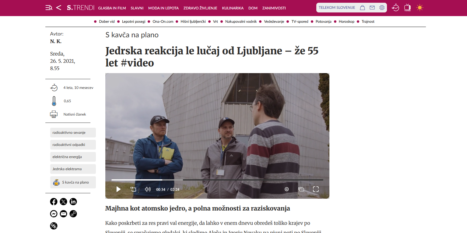Jedrska reakcija le lučaj od Ljubljane – že 55 let Jedrska reakcija le lučaj od Ljubljane - že 55 let