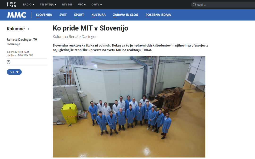 Visit of Students from the Massachusetts Institute of Technology (MIT), USA, to the TRIGA Reactor, 26–30 March 2018
