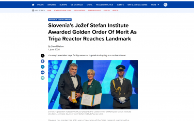 NucNet objavil prispevek o podelitvi Zlatega reda za zasluge IJS ob 60-letnici reaktorja TRIGA